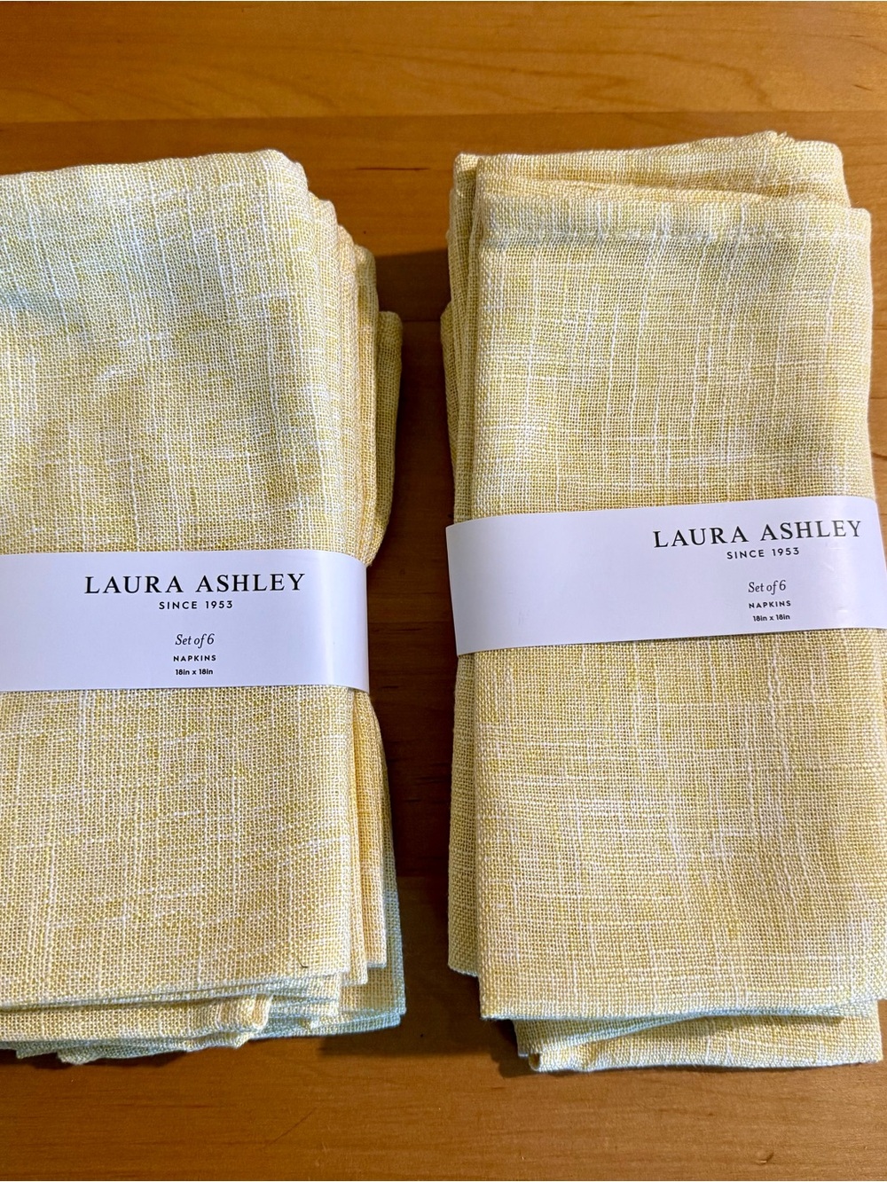 Laura Ashley Soft Yellow Linen Napkins - Set of 12